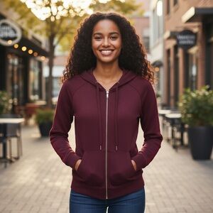 CALVIN KLEIN Full Zip Small Womens Purple Rayon Sweatshirt Hoodie Shirt Lounge